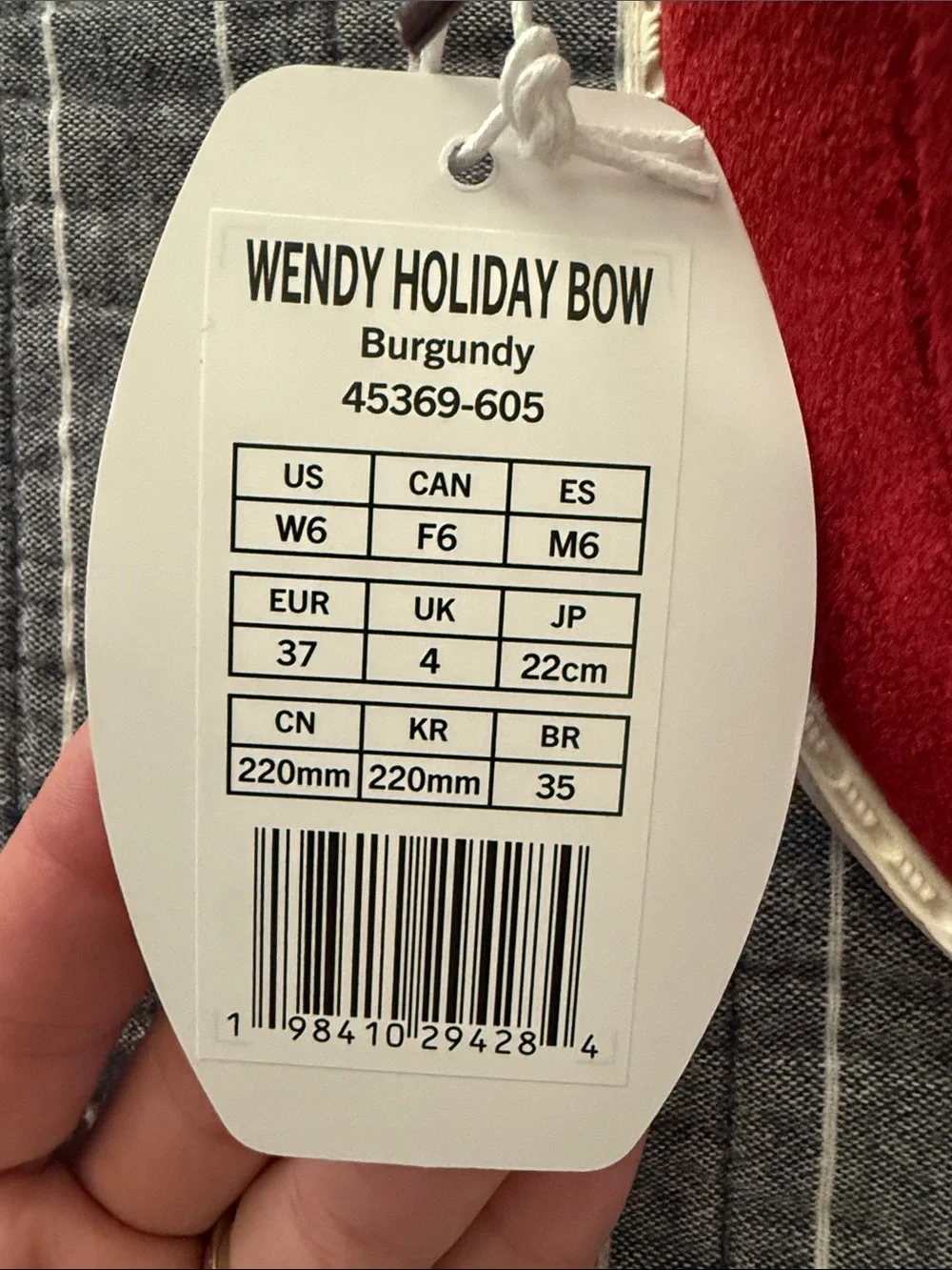 Hey Dude Women’s Burgundy Velvet Slip-On Flats with Plaid Bow